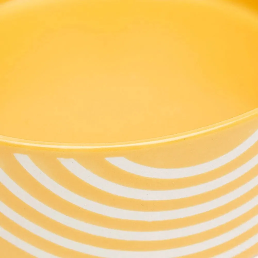Aztec 2 Piece Dog Food & Water Bowl Set - Sunflower Yellow