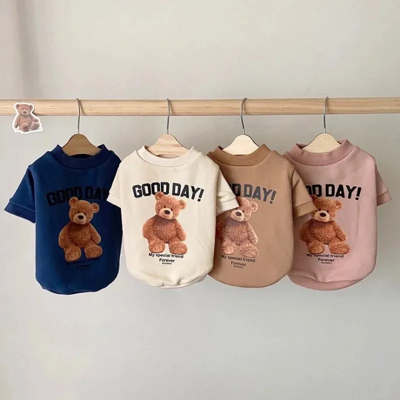 Bear Pattern Dog Clothes for Small Dogs | Adorable Puppy Clothes and Pet Cat Vest | Costumes for Poodle, Teddy, Bichon, Yorkie, Chihuahua, French Bulldog