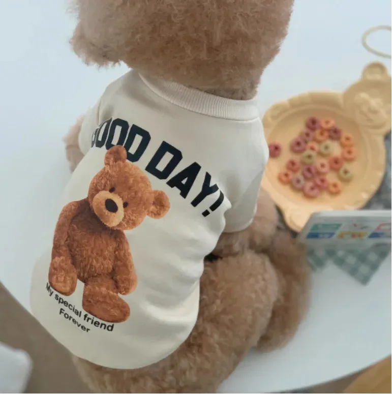 Bear Pattern Dog Clothes for Small Dogs | Adorable Puppy Clothes and Pet Cat Vest | Costumes for Poodle, Teddy, Bichon, Yorkie, Chihuahua, French Bulldog
