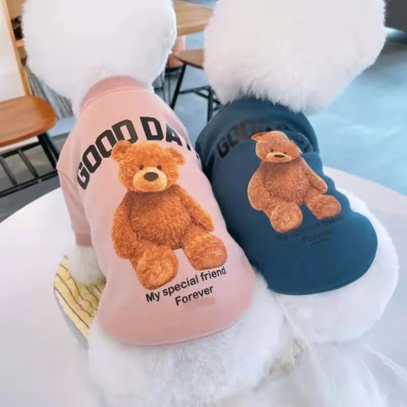 Bear Pattern Dog Clothes for Small Dogs | Adorable Puppy Clothes and Pet Cat Vest | Costumes for Poodle, Teddy, Bichon, Yorkie, Chihuahua, French Bulldog