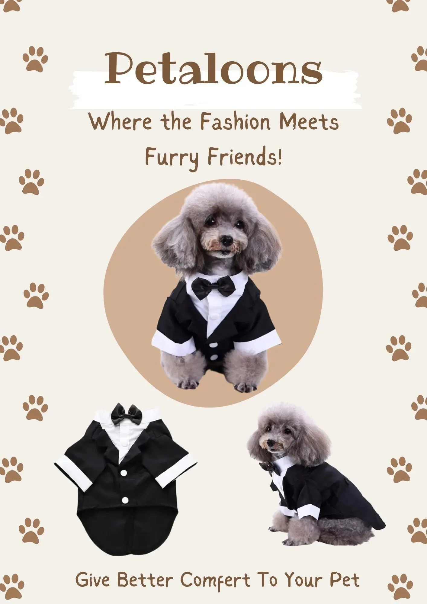 Dog Wedding Outfit | Pet Party Wear | Black Tuxedo