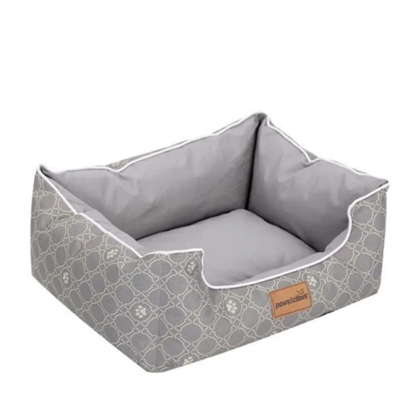 Fremantle Walled Grey Oxford Pet Bed - 55cm x 45cm x 20cm