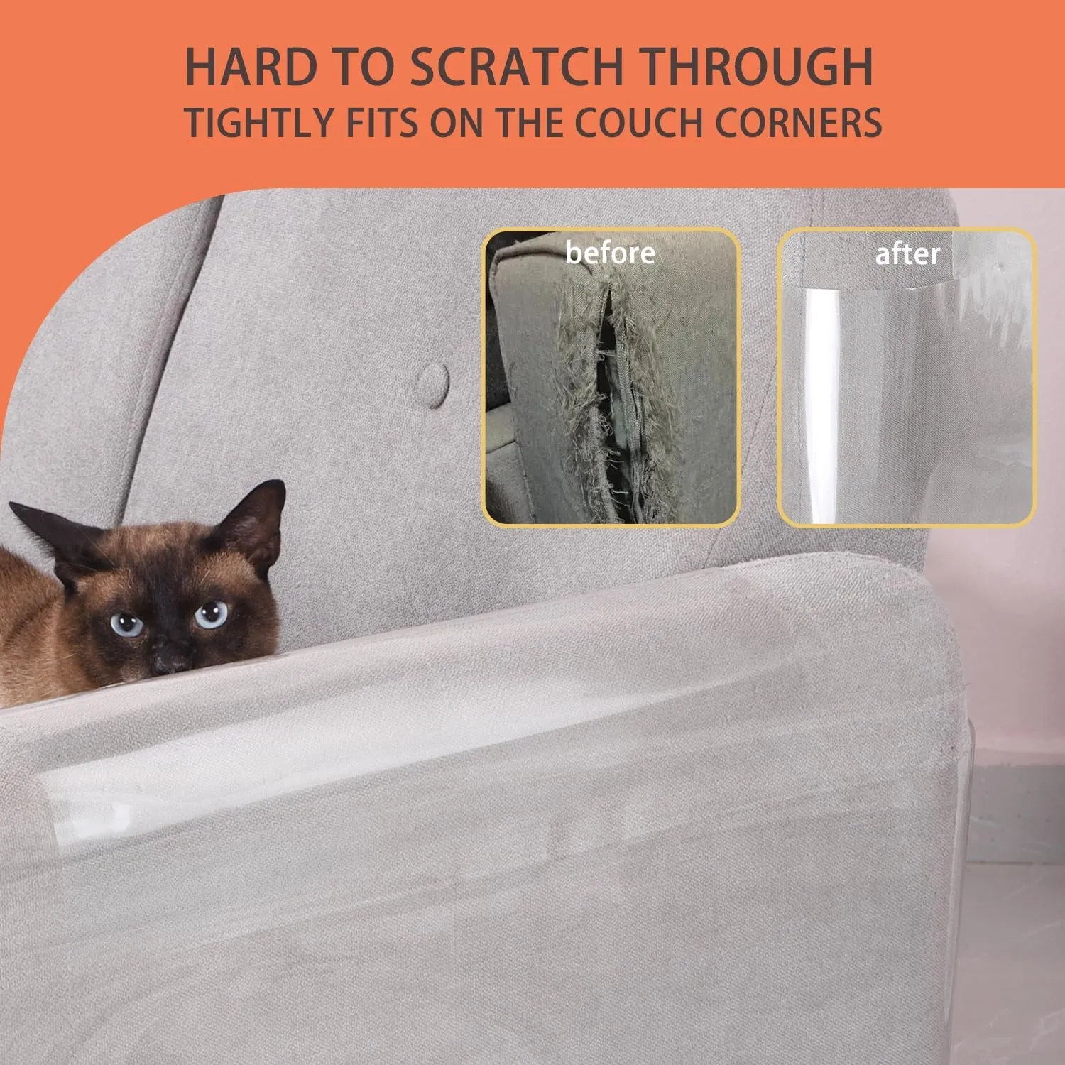FTSTC 10 PCS Furniture Protectors from Cats, 17"X13" Clear Self-Adhesive anti Cat Scratch Deterrent, Couch Protector for Cats, Cat Sofa Cat Sofa Protector, Strong, Cat Deterrent Accessories