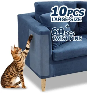 FTSTC 10 PCS Furniture Protectors from Cats, 17"X13" Clear Self-Adhesive anti Cat Scratch Deterrent, Couch Protector for Cats, Cat Sofa Cat Sofa Protector, Strong, Cat Deterrent Accessories
