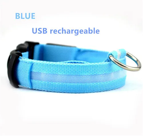 LED Nylon Pet Dog Collar Night Safety Glow Flashing Dog Cat Collar Led Luminous Small Dogs Collars USB Rechargeable