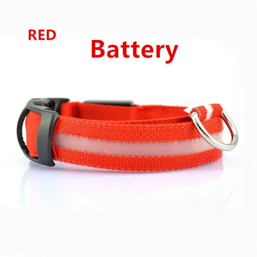 LED Nylon Pet Dog Collar Night Safety Glow Flashing Dog Cat Collar Led Luminous Small Dogs Collars USB Rechargeable