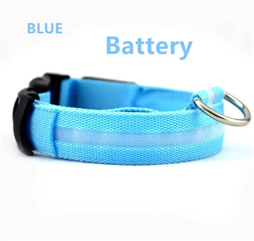 LED Nylon Pet Dog Collar Night Safety Glow Flashing Dog Cat Collar Led Luminous Small Dogs Collars USB Rechargeable