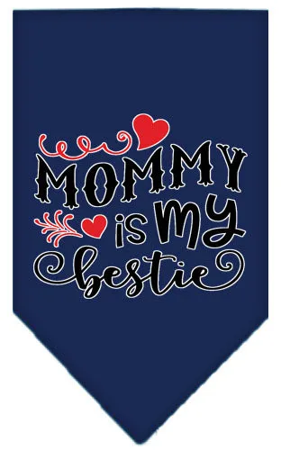 Mommy Is My Bestie Screen Print Pet Bandana Navy Blue Small