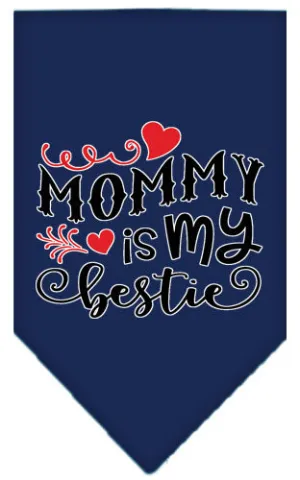 Mommy Is My Bestie Screen Print Pet Bandana Navy Blue Small