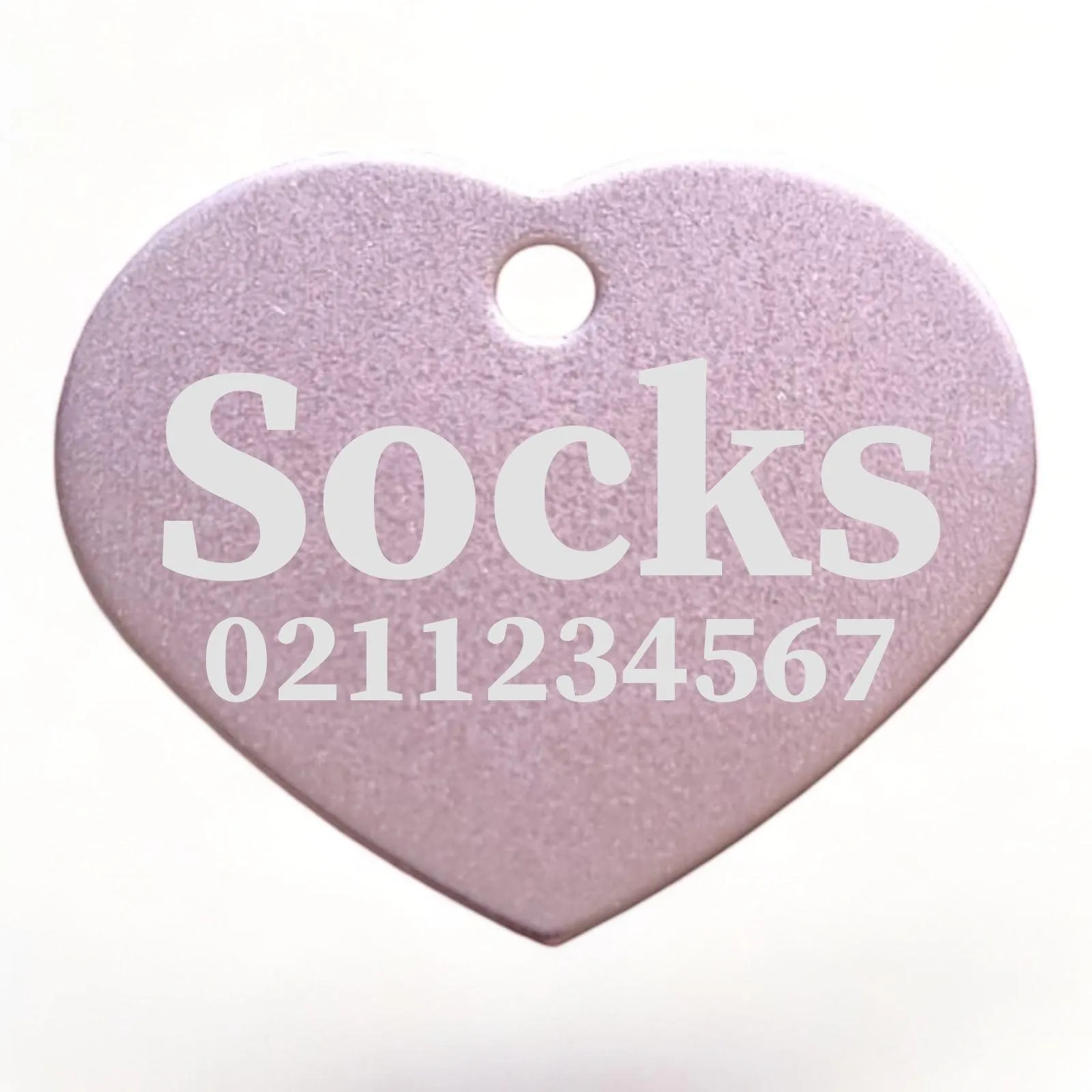 Name & Number Front | Heart Aluminum | Cat, Kitten & Dog ID Pet Tag