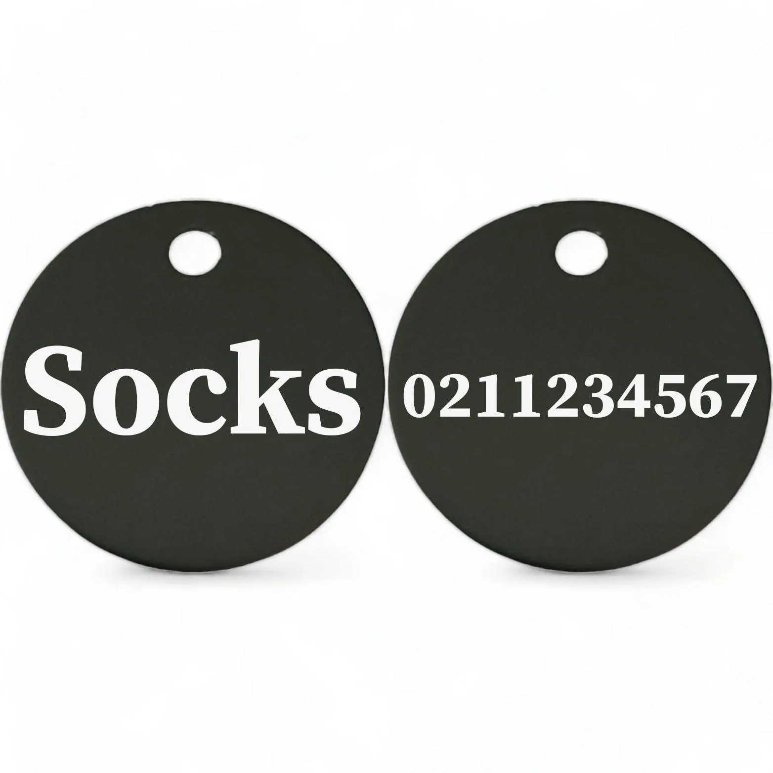 Name Front & Number Back | Round Aluminium | Cat & Kitten ID Pet Tag
