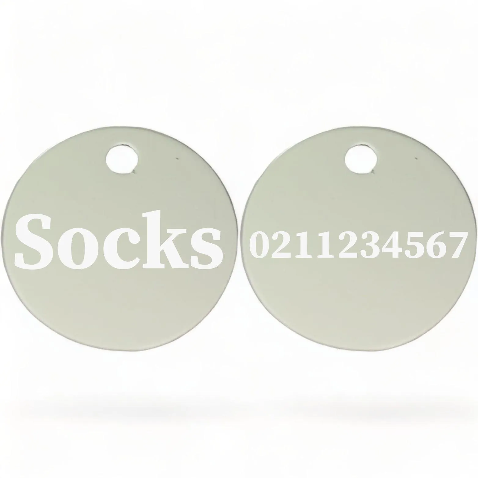 Name Front & Number Back | Round Aluminium | Cat & Kitten ID Pet Tag