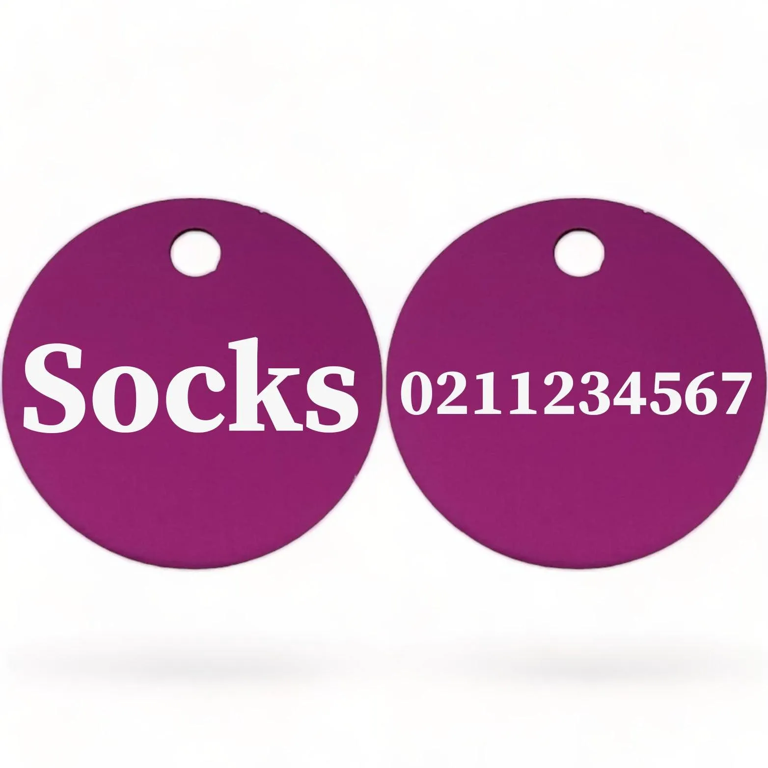 Name Front & Number Back | Round Aluminium | Cat & Kitten ID Pet Tag