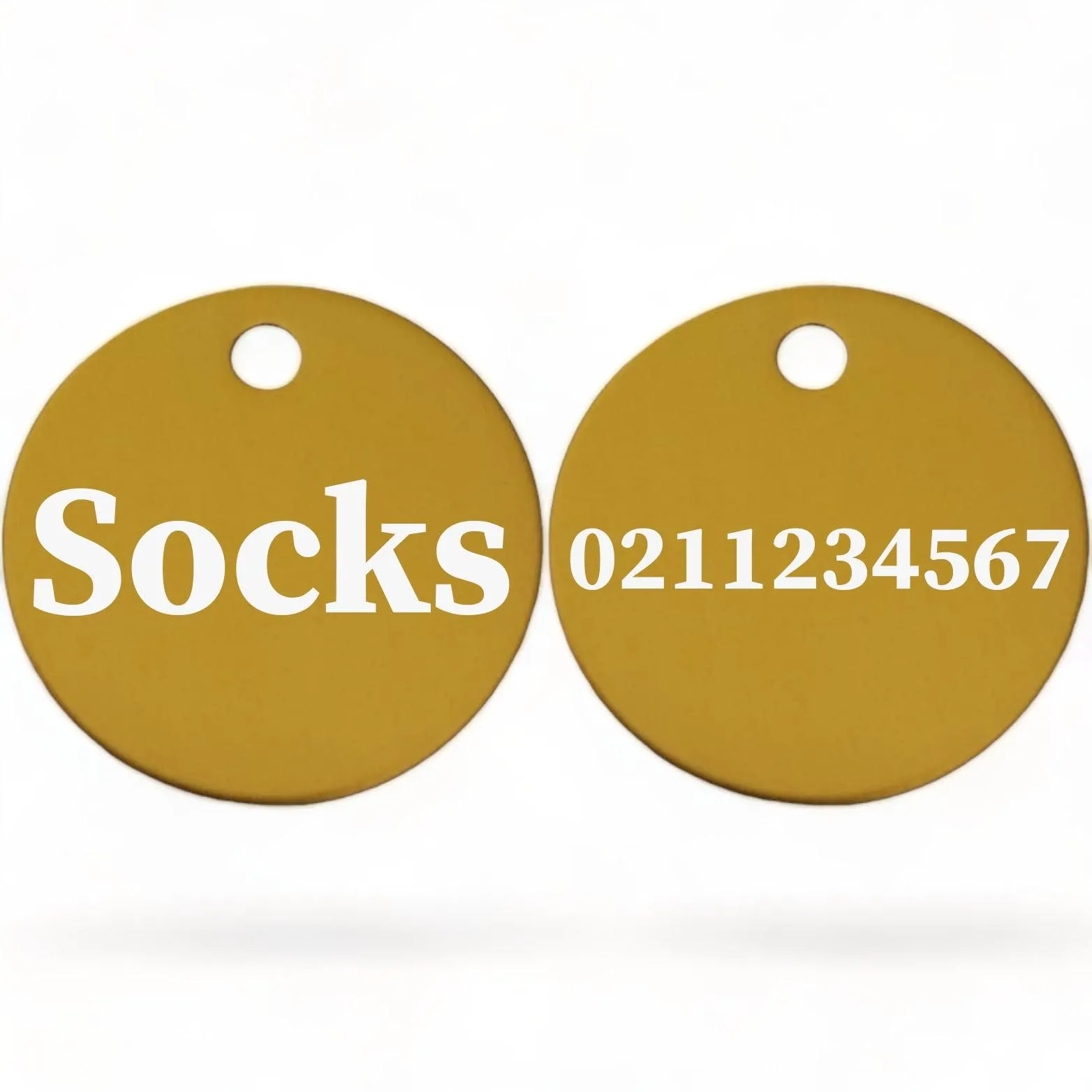 Name Front & Number Back | Round Aluminium | Cat & Kitten ID Pet Tag