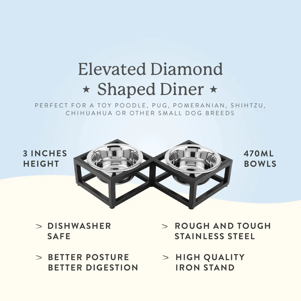 Pawpourri Diamond Shaped Elevated Bowl Diner for Dogs