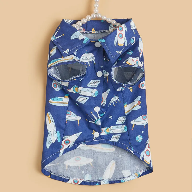 Pet Clothes Summer Cartoon Cute Universe Printed Dog Shirt Clothing