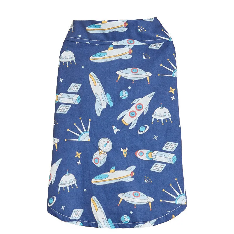 Pet Clothes Summer Cartoon Cute Universe Printed Dog Shirt Clothing