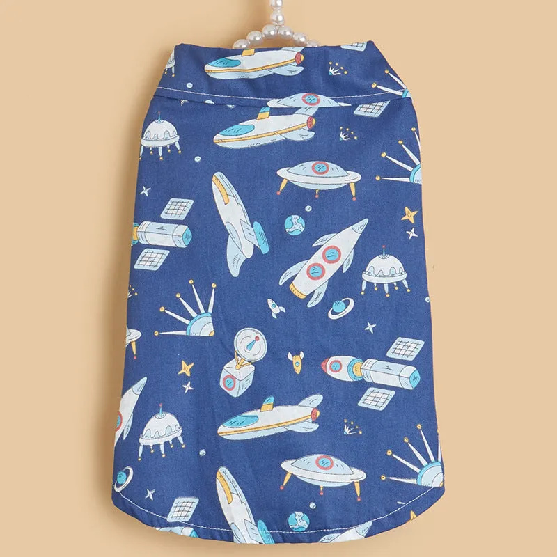 Pet Clothes Summer Cartoon Cute Universe Printed Dog Shirt Clothing