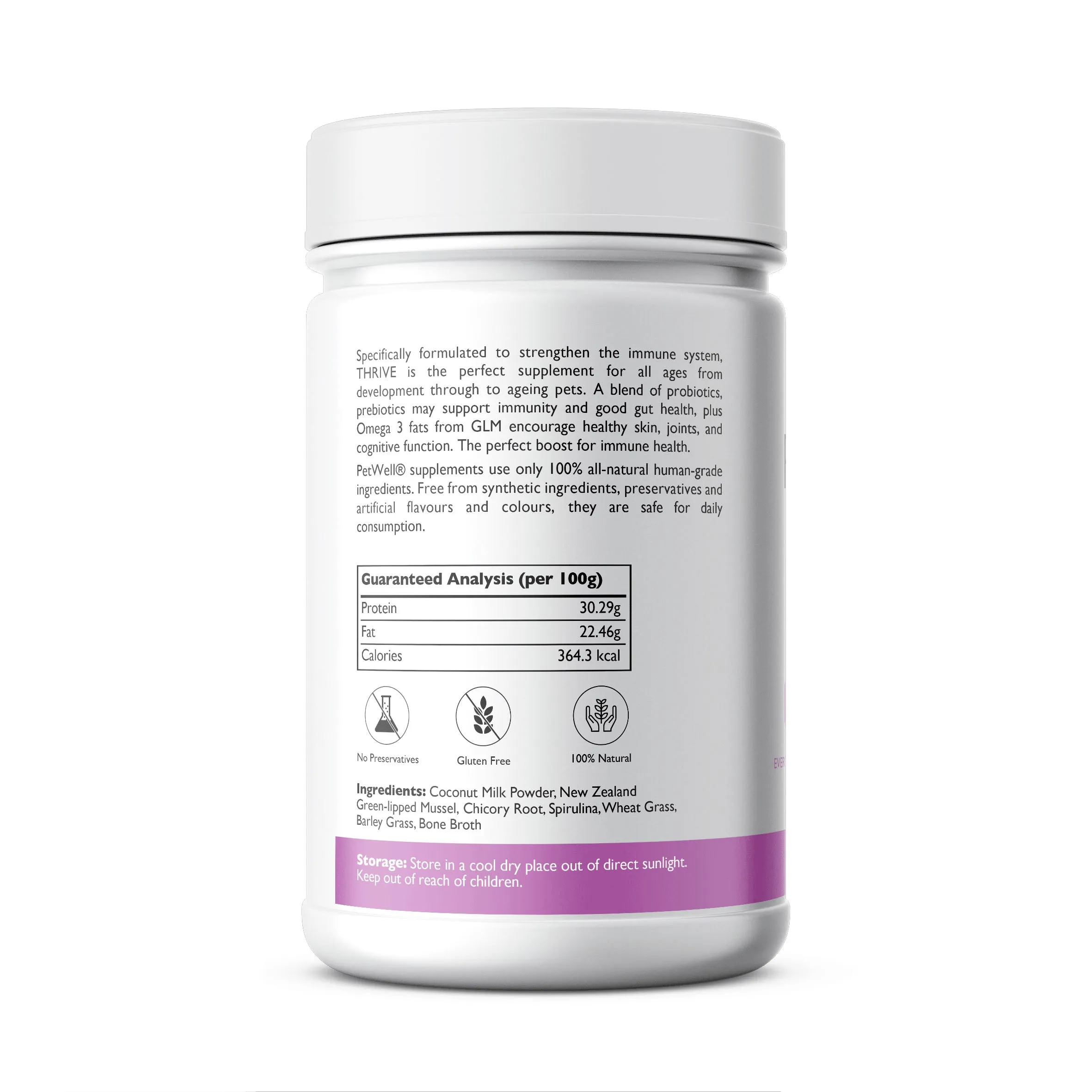 Petwell Thrive Dog and Cat Supplement Immune Support 125g