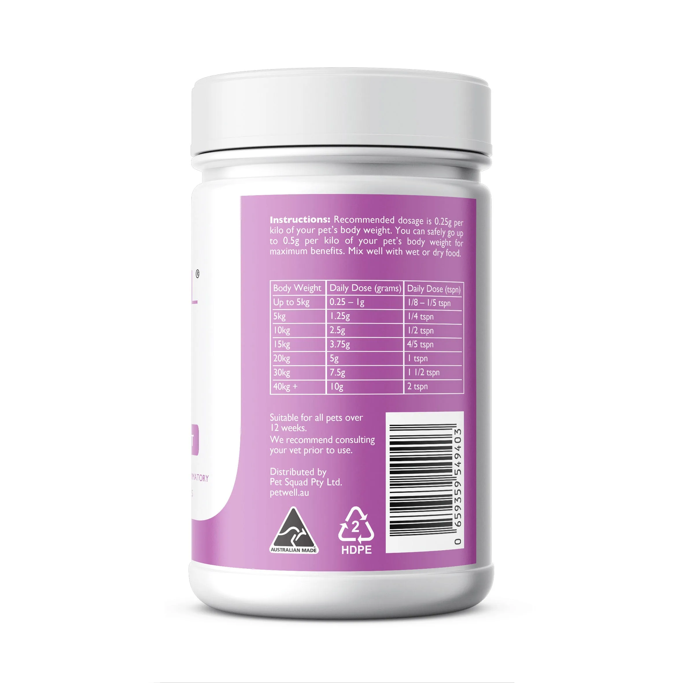 Petwell Thrive Dog and Cat Supplement Immune Support 125g