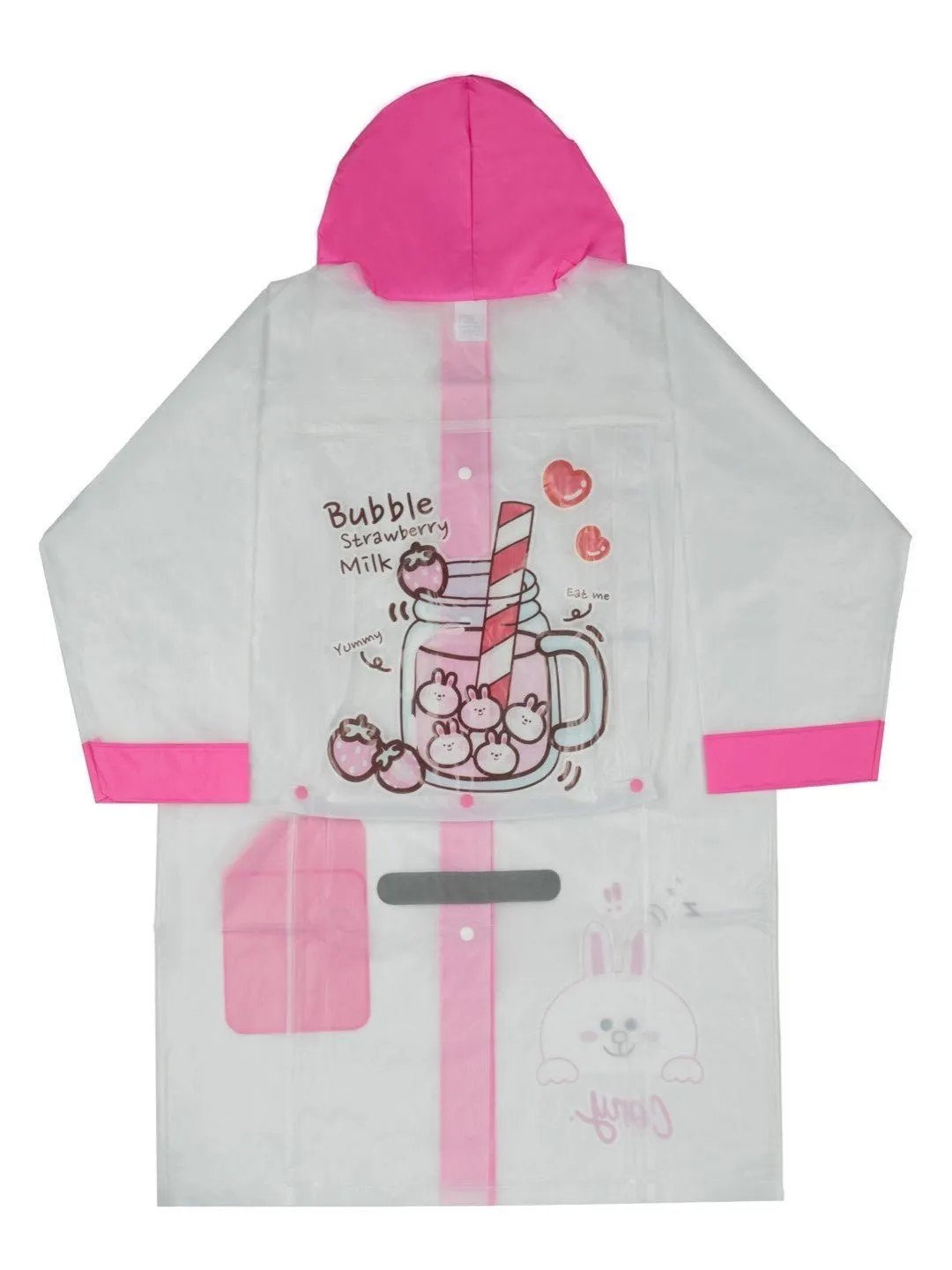 Pink Bunny-Themed white  Raincoat for Girls