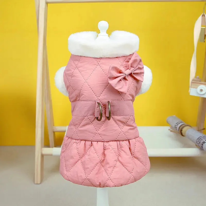 Winter Chic: Pet Harness Vest with Coat - Stylish Dog Clothes for Yorkies, Shih Tzus, Pomeranians, Maltese, Bichons, and Poodles