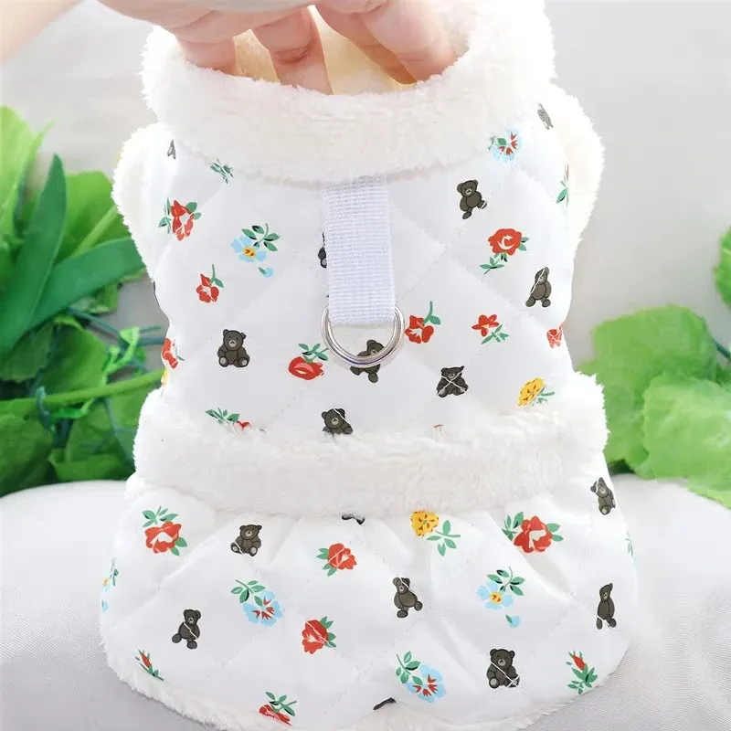 Winter Chic: Pet Harness Vest with Coat - Stylish Dog Clothes for Yorkies, Shih Tzus, Pomeranians, Maltese, Bichons, and Poodles